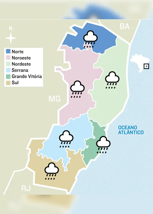 Imagem ilustrativa da imagem Chuva intensa e temperaturas baixas: confira a previsão para este sábado