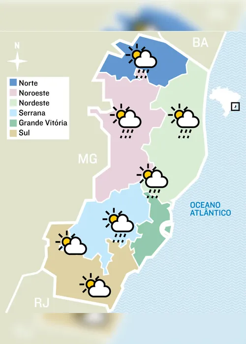 Imagem ilustrativa da imagem Fim de semana de chuva: confira a previsão do tempo