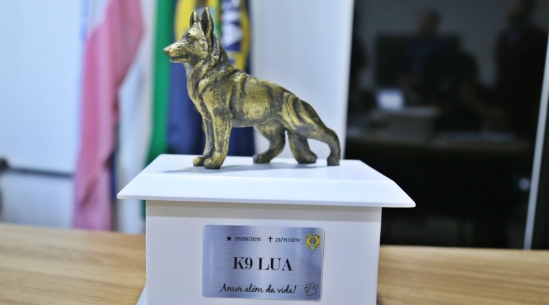 Urna com as cinzas de Lua ficará exposta na sede da PRF (Foto: Divulgação / PRF)
