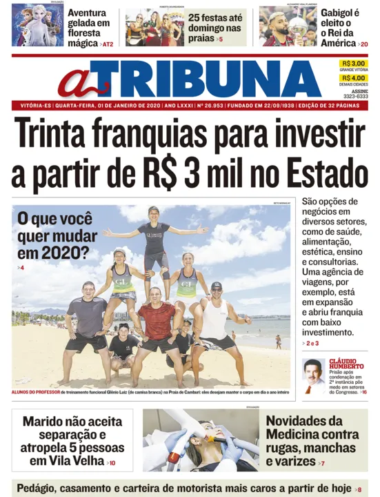 Imagem ilustrativa da imagem Clique aqui e confira os destaques do jornal A Tribuna desta quarta