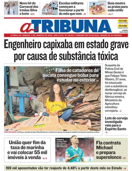 Imagem ilustrativa da imagem Clique aqui e confira os destaques do jornal A Tribuna deste sábado