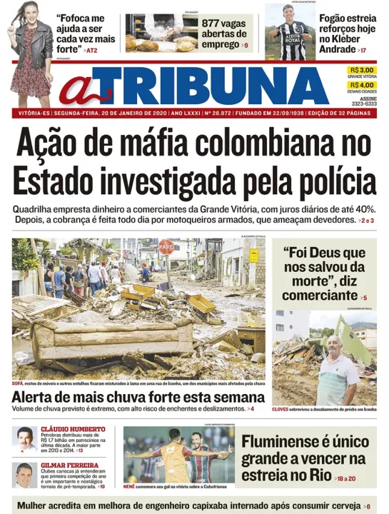 Imagem ilustrativa da imagem Clique aqui e veja os destaques do jornal A Tribuna desta segunda