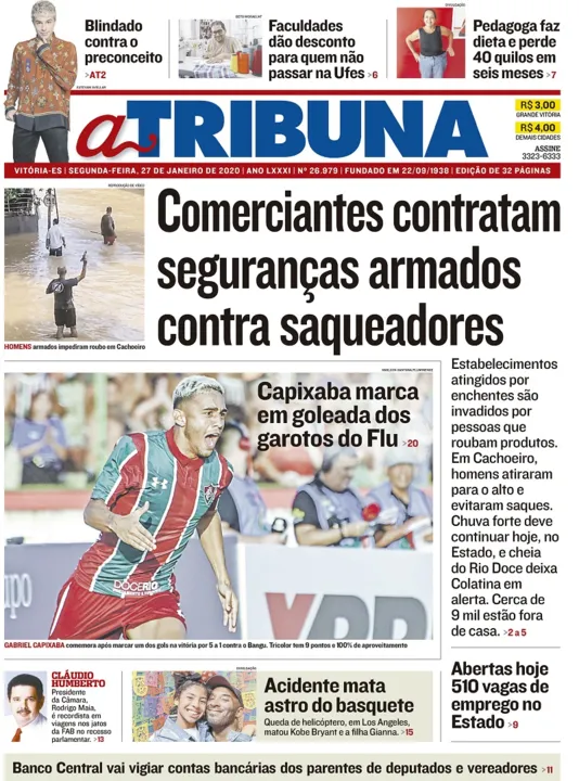 Imagem ilustrativa da imagem Clique aqui e veja os destaques do jornal A Tribuna desta segunda