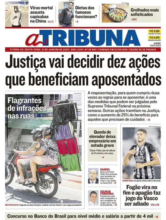 Imagem ilustrativa da imagem Clique aqui e confira os destaques do jornal A Tribuna desta sexta-feira