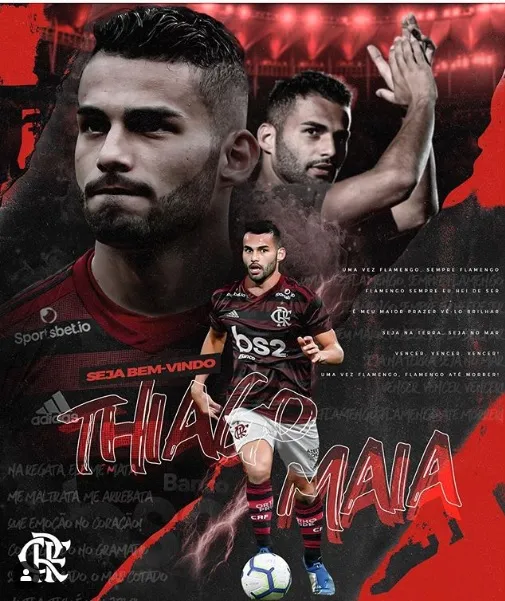 Imagem ilustrativa da imagem Flamengo oficializa contratação do volante Thiago Maia, ex-Santos