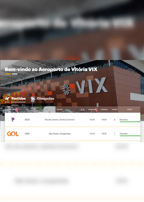 Imagem ilustrativa da imagem Veja como acompanhar os voos do Aeroporto de Vitória