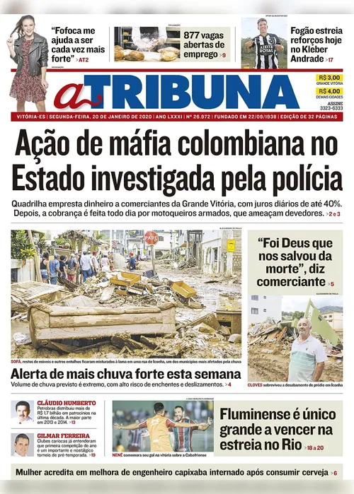 Imagem ilustrativa da imagem Clique aqui e veja os destaques do jornal A Tribuna desta segunda