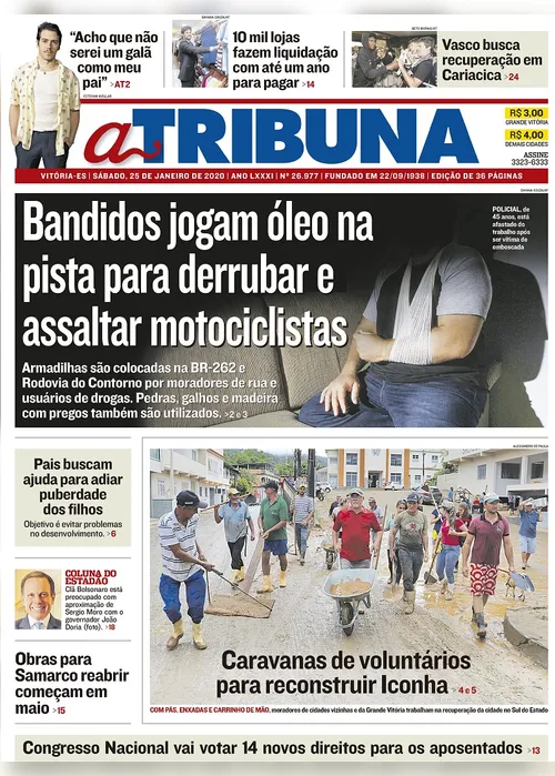 Imagem ilustrativa da imagem Clique aqui e veja os destaques do jornal A Tribuna deste sábado