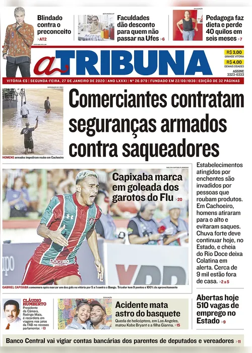 Imagem ilustrativa da imagem Clique aqui e veja os destaques do jornal A Tribuna desta segunda