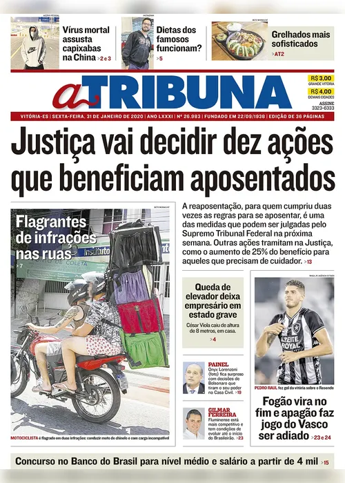 Imagem ilustrativa da imagem Clique aqui e confira os destaques do jornal A Tribuna desta sexta-feira
