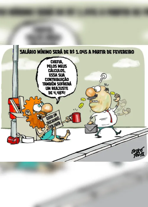 Imagem ilustrativa da imagem Reajuste do salário mínimo é o tema da Charge do Dia
