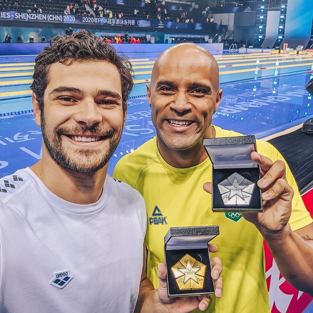 João Gomes foi prata nos 50m peito e Marcelo Chierighini foi bronze nos 100m livre (Foto: Reprodução / Instagram)