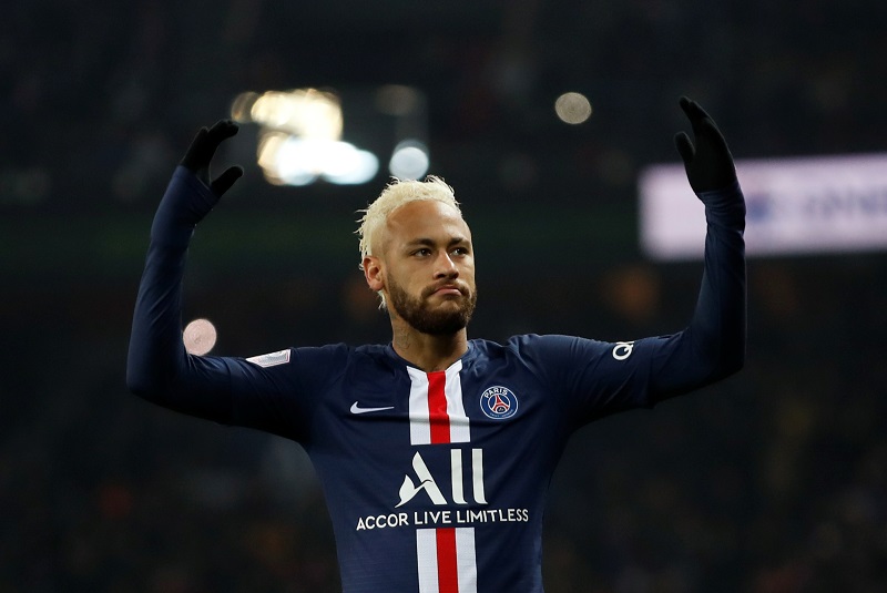 Neymar comemora um dos gols que marcou contra o Mônaco (Foto: Gonzalo Fuentes/Reuters)