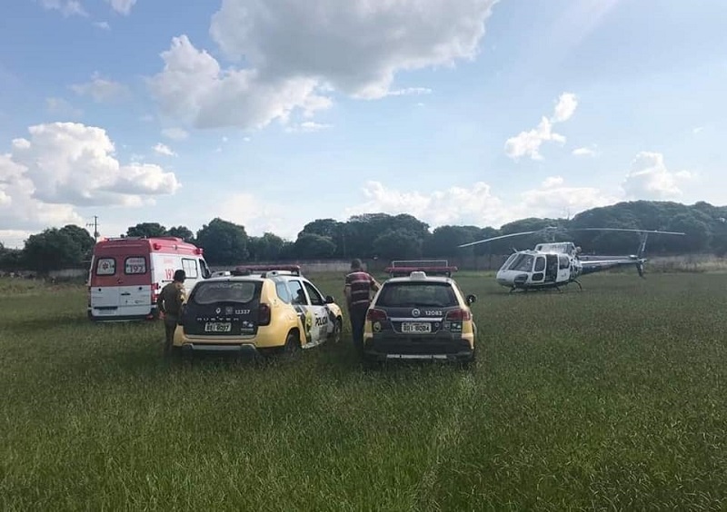 Equipe mobilizada para atender suposta vítima de acidente. (Foto: Divulgação/Samu Aéreo)