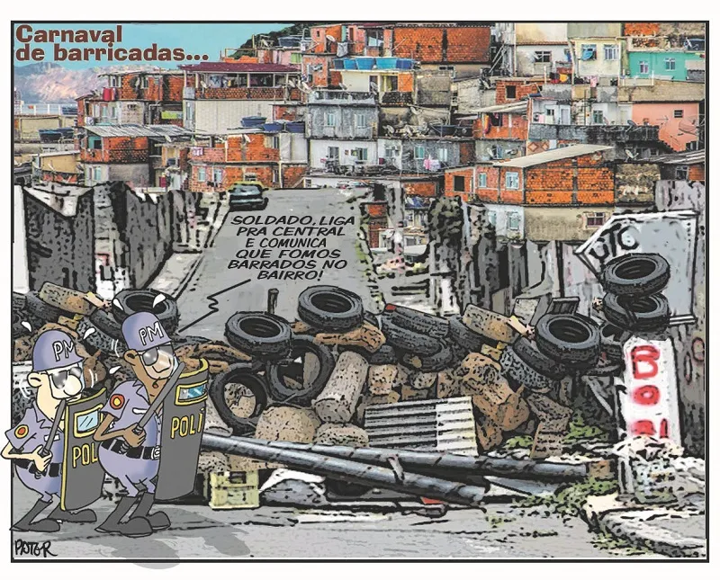 Imagem ilustrativa da imagem Barricadas nos bairros é o tema da Charge do Dia