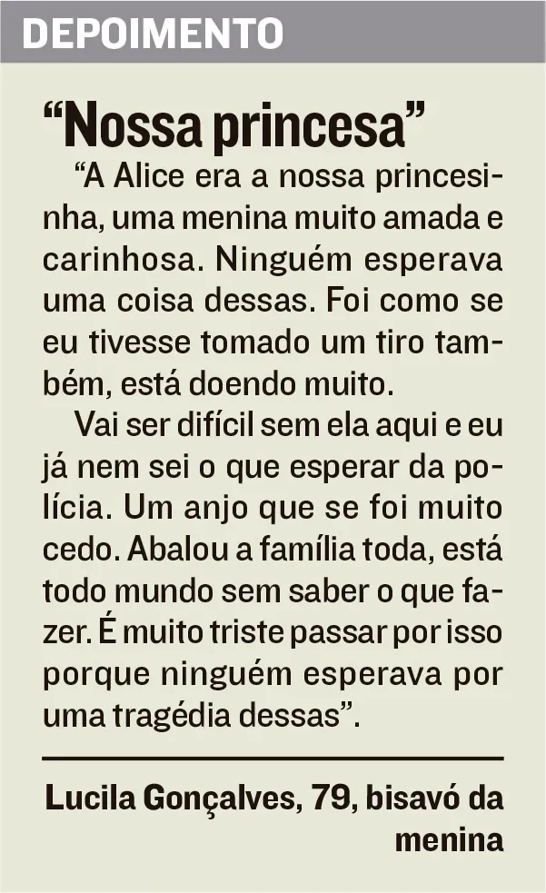 Imagem ilustrativa da imagem "A mãe dela só sabe chorar. Ela quer Justiça", diz tia da menina Alice