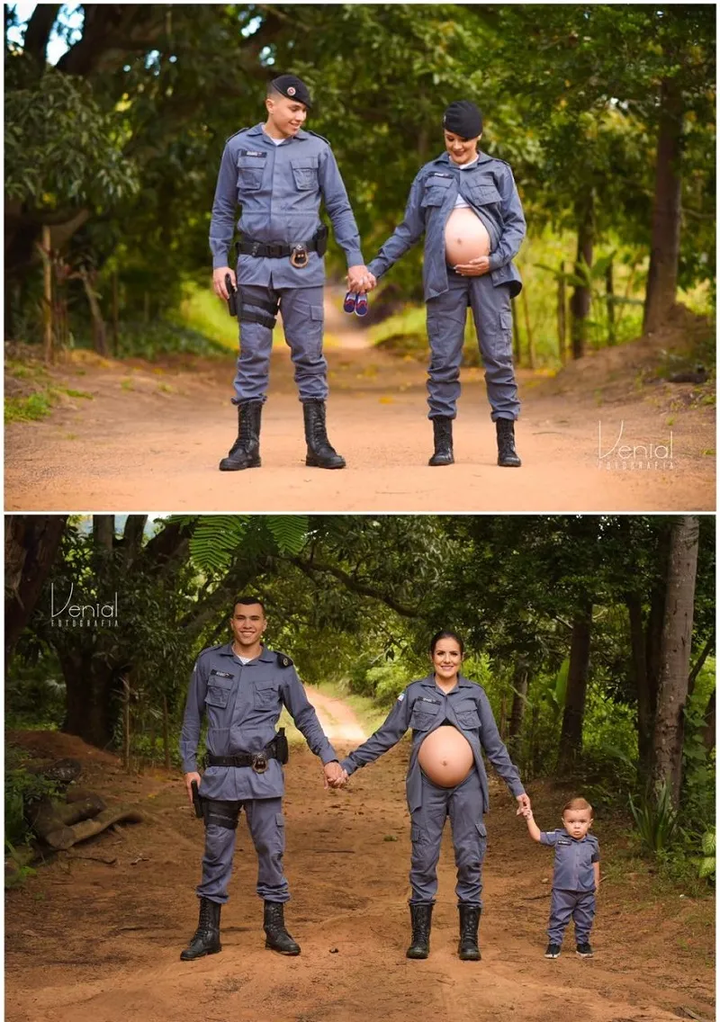 Imagem ilustrativa da imagem Casal de soldados faz ensaio de gestante e encanta a internet