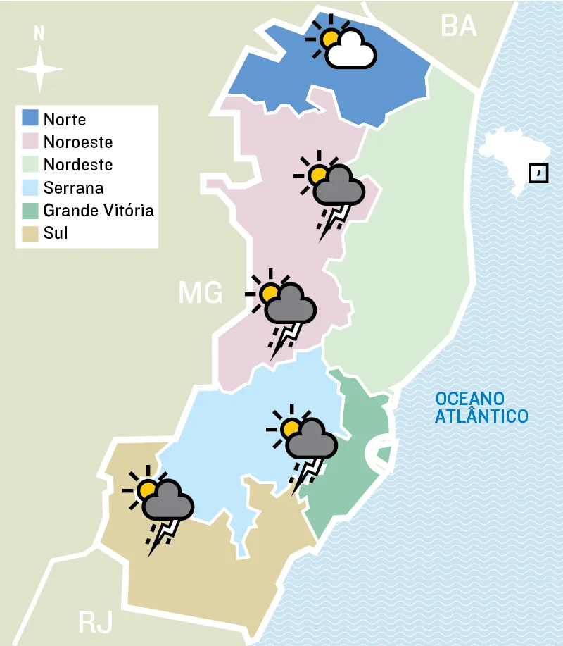 Imagem ilustrativa da imagem Chuvas intensas e queda de temperatura: veja a previsão para esta quarta