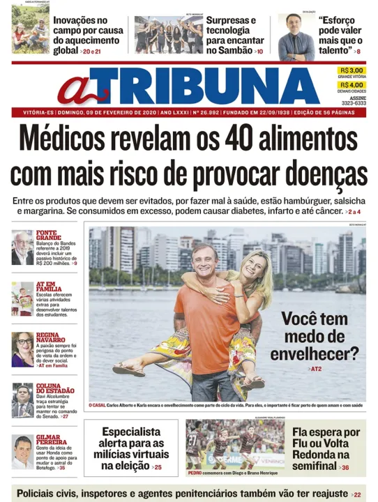 Imagem ilustrativa da imagem Clique aqui e veja os destaques do jornal A Tribuna deste domingo