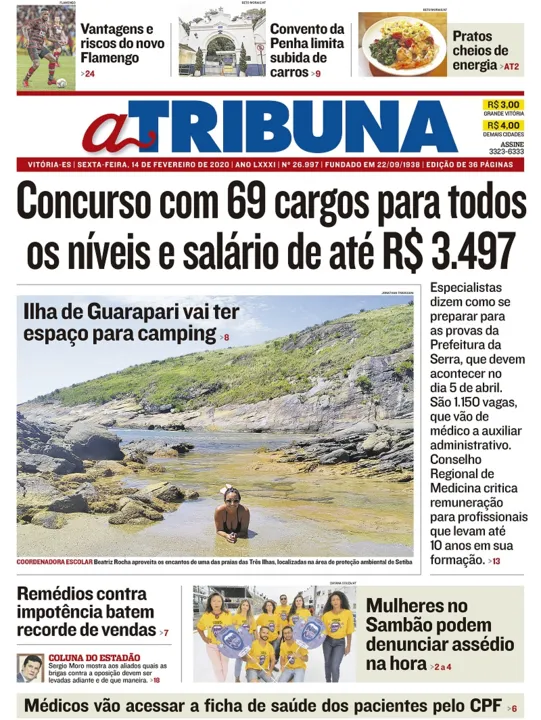 Imagem ilustrativa da imagem Clique aqui e veja os destaques do jornal A Tribuna desta sexta