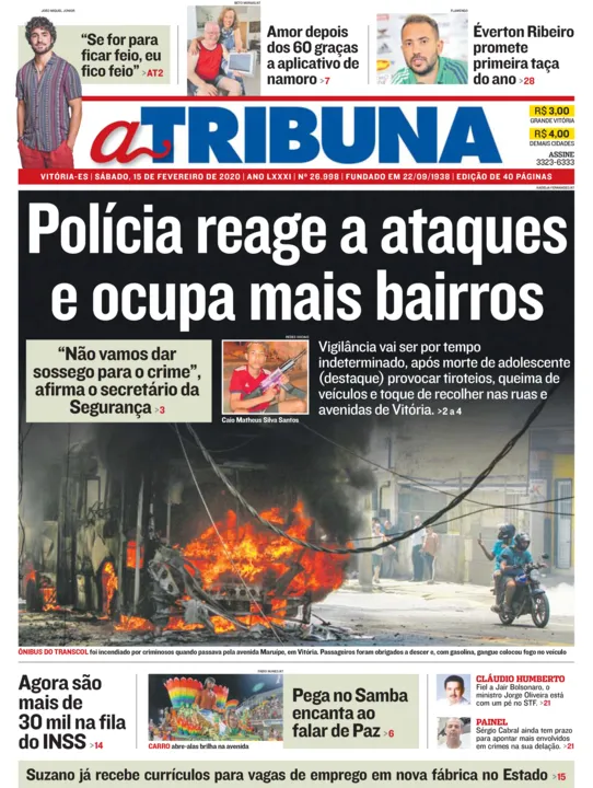 Imagem ilustrativa da imagem Confira os destaques do Jornal A Tribuna deste sábado (15)