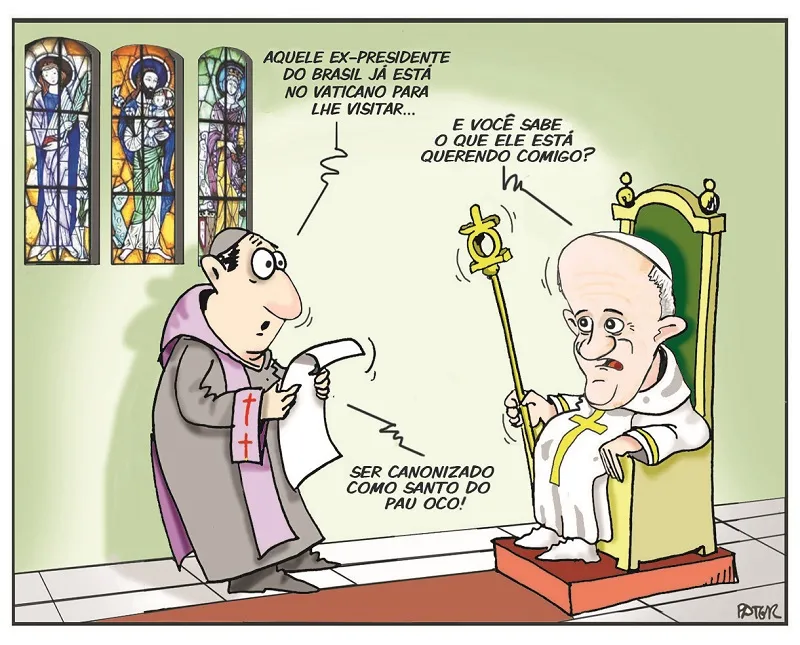 Imagem ilustrativa da imagem Visita de Lula ao Papa Francisco é o tema da Charge do Dia