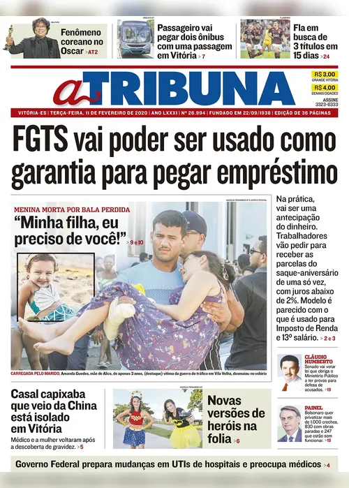 Imagem ilustrativa da imagem Clique aqui e veja os destaques do jornal A Tribuna desta terça