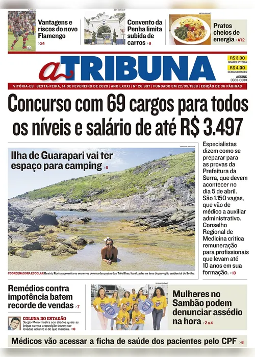 Imagem ilustrativa da imagem Clique aqui e veja os destaques do jornal A Tribuna desta sexta