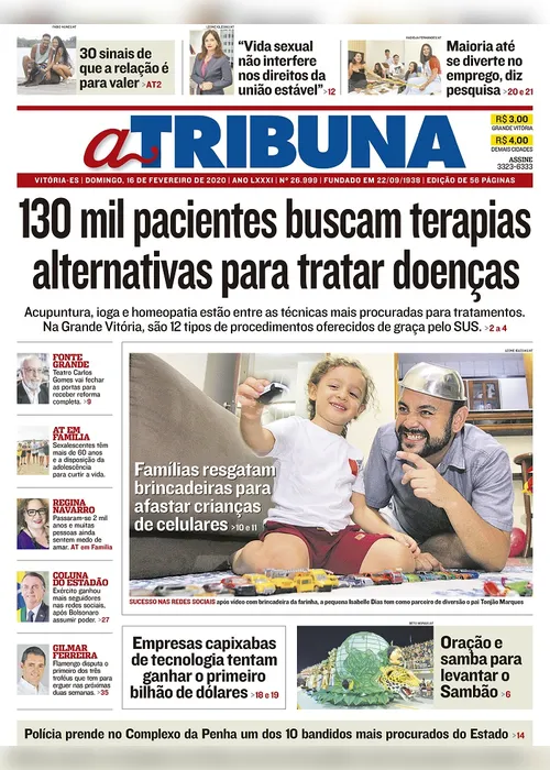 Imagem ilustrativa da imagem Clique aqui e veja os destaques do jornal A Tribuna deste domingo