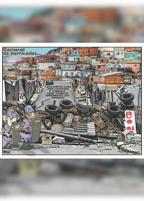 Imagem ilustrativa da imagem Barricadas nos bairros é o tema da Charge do Dia