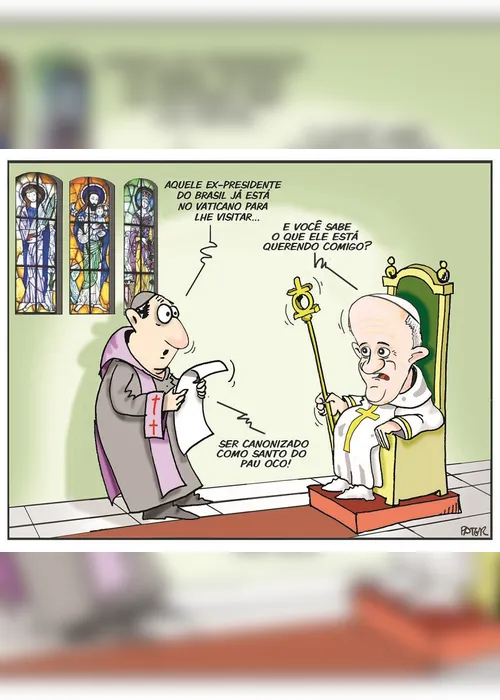 Imagem ilustrativa da imagem Visita de Lula ao Papa Francisco é o tema da Charge do Dia