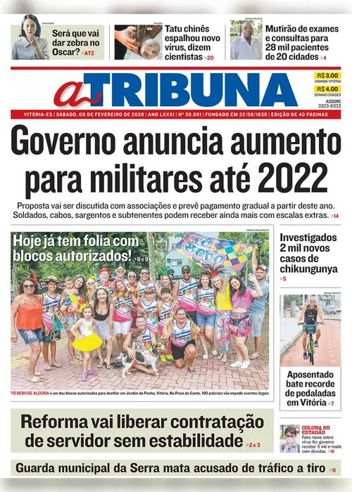 Imagem ilustrativa da imagem Confira os destaques do jornal A Tribuna deste sábado