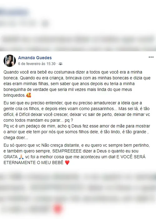 Imagem ilustrativa da imagem Mãe fez declaração emocionada 4 dias antes do crime: “É difícil deixar você sair de perto”