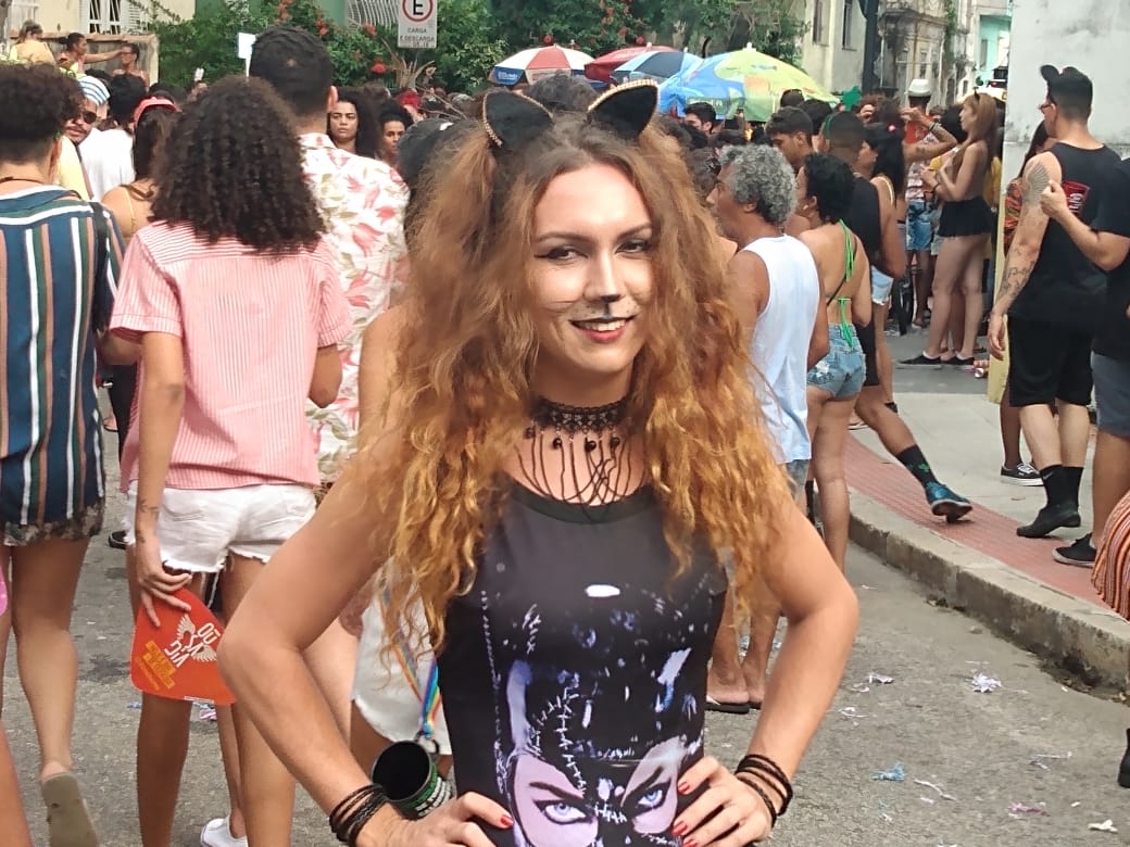 Catarina Lanetti confeccionou a própria fantasia (Foto: Fernando Bianchi)