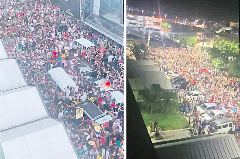 Pré-Carnaval não autorizado reuniu mais de 10 mil pessoas, na Praia do Canto, e terminou em brigas e prisões (Foto: Reprodução / Redes Sociais)
