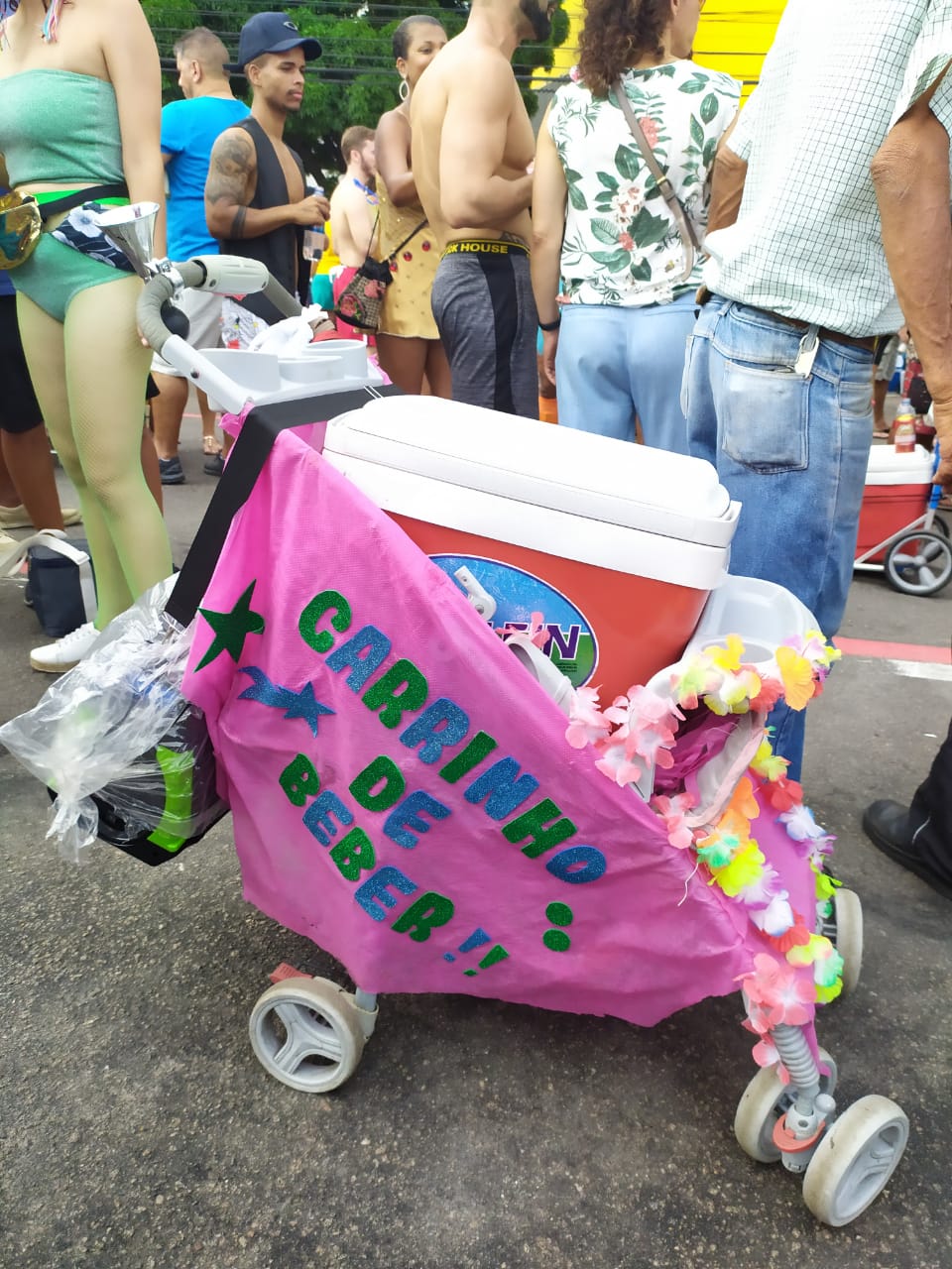 "Carrinho de beber" fez sucesso entre os foliões (Foto: Henrique Montovanelli)