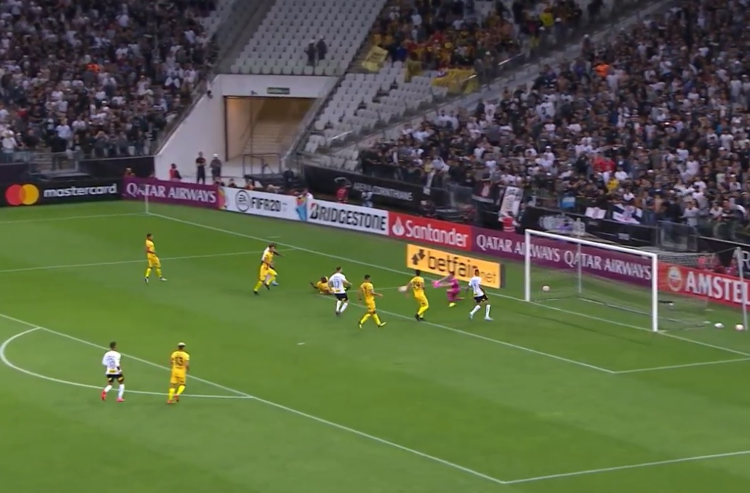 Corinthians x Guaraní em fevereiro (Foto: Reprodução/ SporTV)