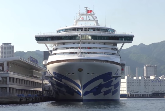 Navio de cruzeiro no Japão tem casos confirmados de coronavírus. (Foto: Reprodução Youtube)