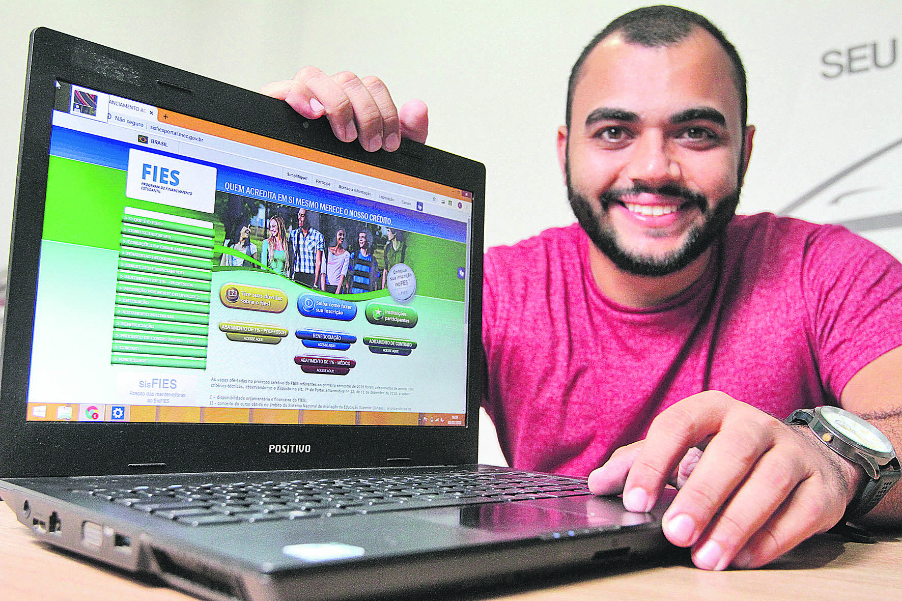 Edson Martinelli utilizou o Fies para pagar o curso de Direito: “Se não fosse isso, teria trancado a faculdade” (Foto: Beto Morais / AT)