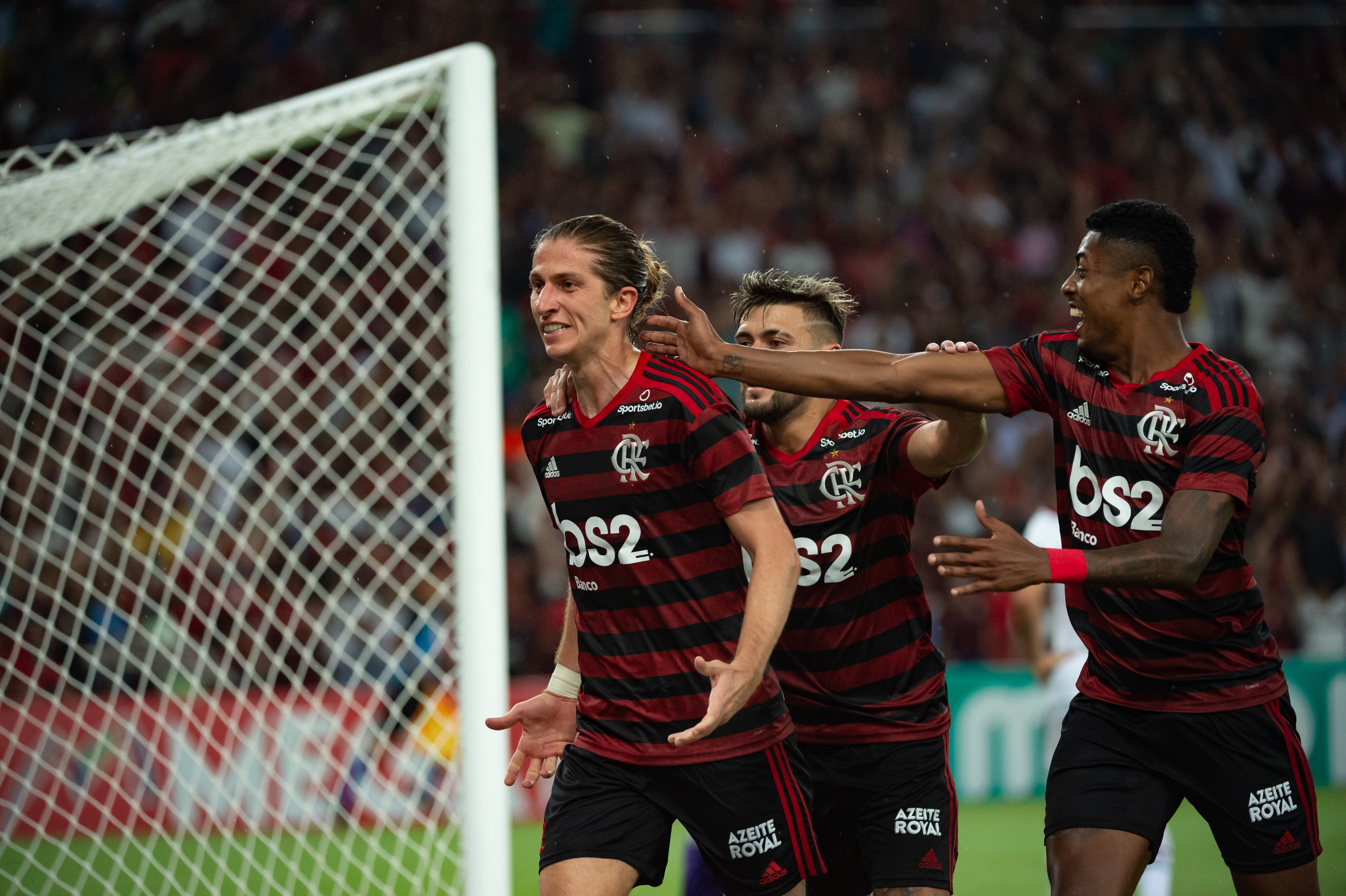 Filipe Luís comemora primeiro gol com a camisa do Flamengo (Foto: Alexandre Vidal/Flamengo)