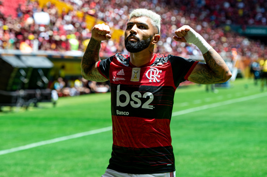 Gabriel comemora mais um gol pelo Flamengo (Foto: Alexandre Vidal/ Fla Imagem/ Divulgação)