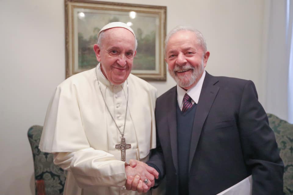 Papa Francisco e Lula se encontraram no Vaticano (Foto: Ricardo Stuckert / Instituto Lula)
