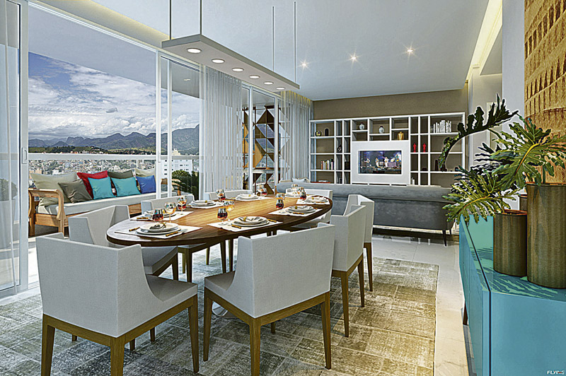 Sala do edifício Luiz Scaramussa, lançamento da Épura em Cachoeiro, no Sul do Estado, oferece apartamentos de quatro e cinco quartos com suíte e preço a partir de R$ 1.853.900 (Foto: Divulgação / Épura)