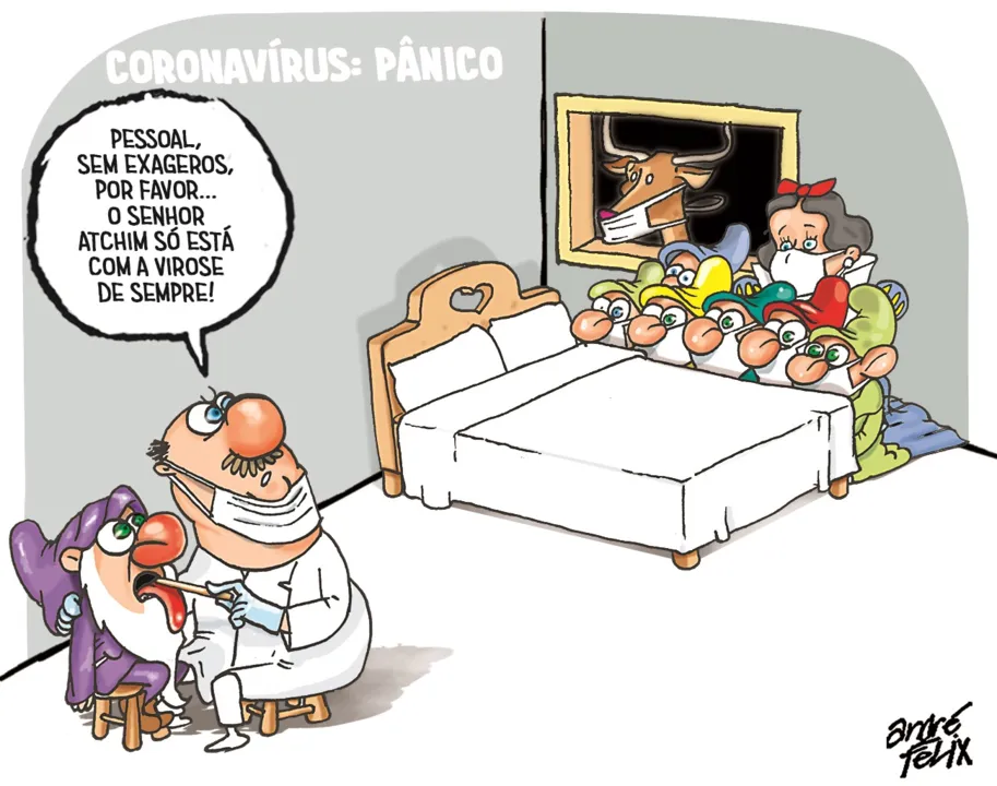 Imagem ilustrativa da imagem Coronavírus é o tema da charge do André Felix deste domingo