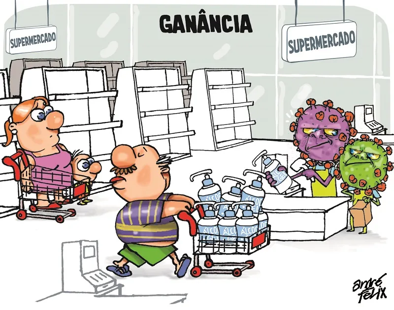 Imagem ilustrativa da imagem Coronavírus é tema da charge do André Felix desta sexta-feira