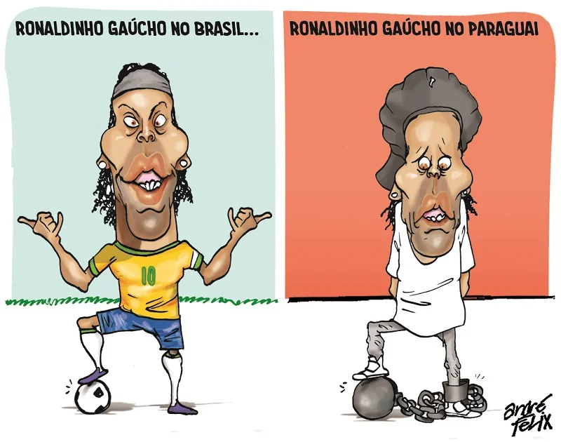 Imagem ilustrativa da imagem Ronaldinho Gaúcho é tema da charge do André Felix