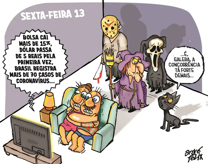 Imagem ilustrativa da imagem Sexta-feira 13 é tema da charge do André Felix