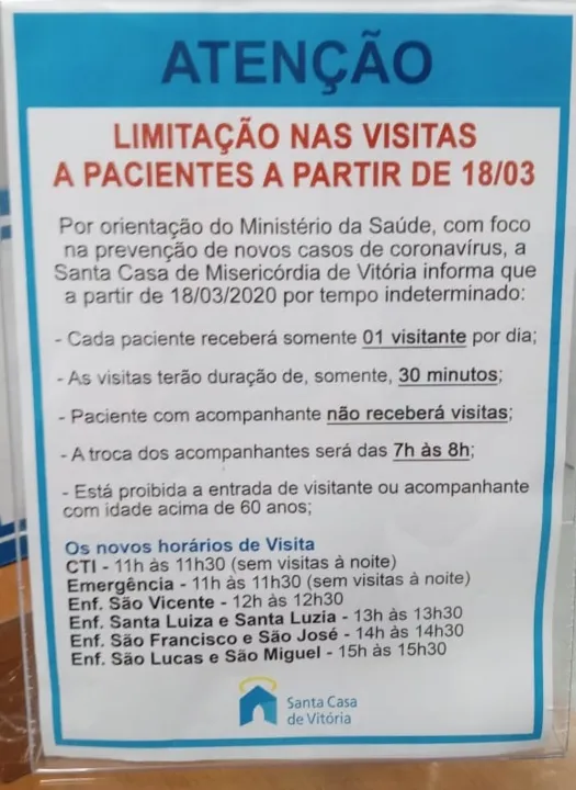 Imagem ilustrativa da imagem Hospitais reduzem e até proíbem visitas a pacientes