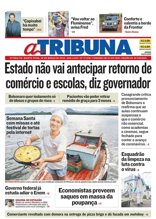 Imagem ilustrativa da imagem Clique aqui e confira os destaques do jornal A Tribuna desta quinta-feira