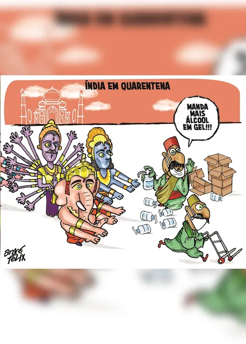Imagem ilustrativa da imagem Índia em quarentena é tema da charge do André Felix desta quinta